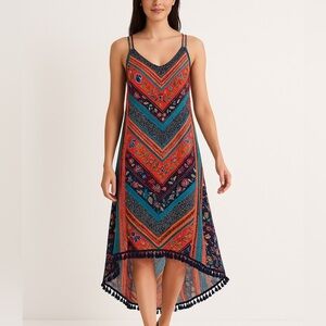 Anthropologie Democracy XL Boho Tassel Sundress Beach Swim Coverup Resort Cruise